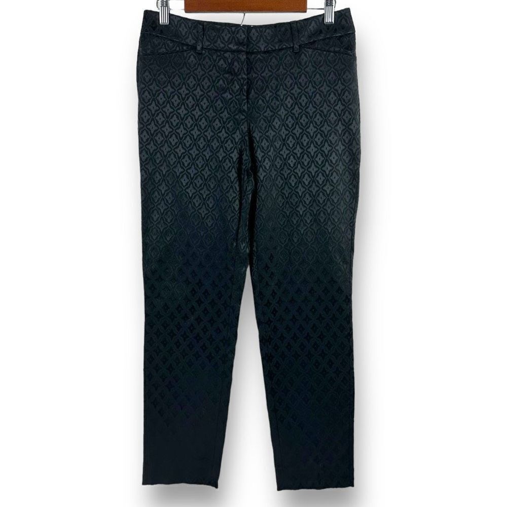 White House Black Market Women's Size 6 Slim‎ Ankle Pant Black Diamond Jaquard